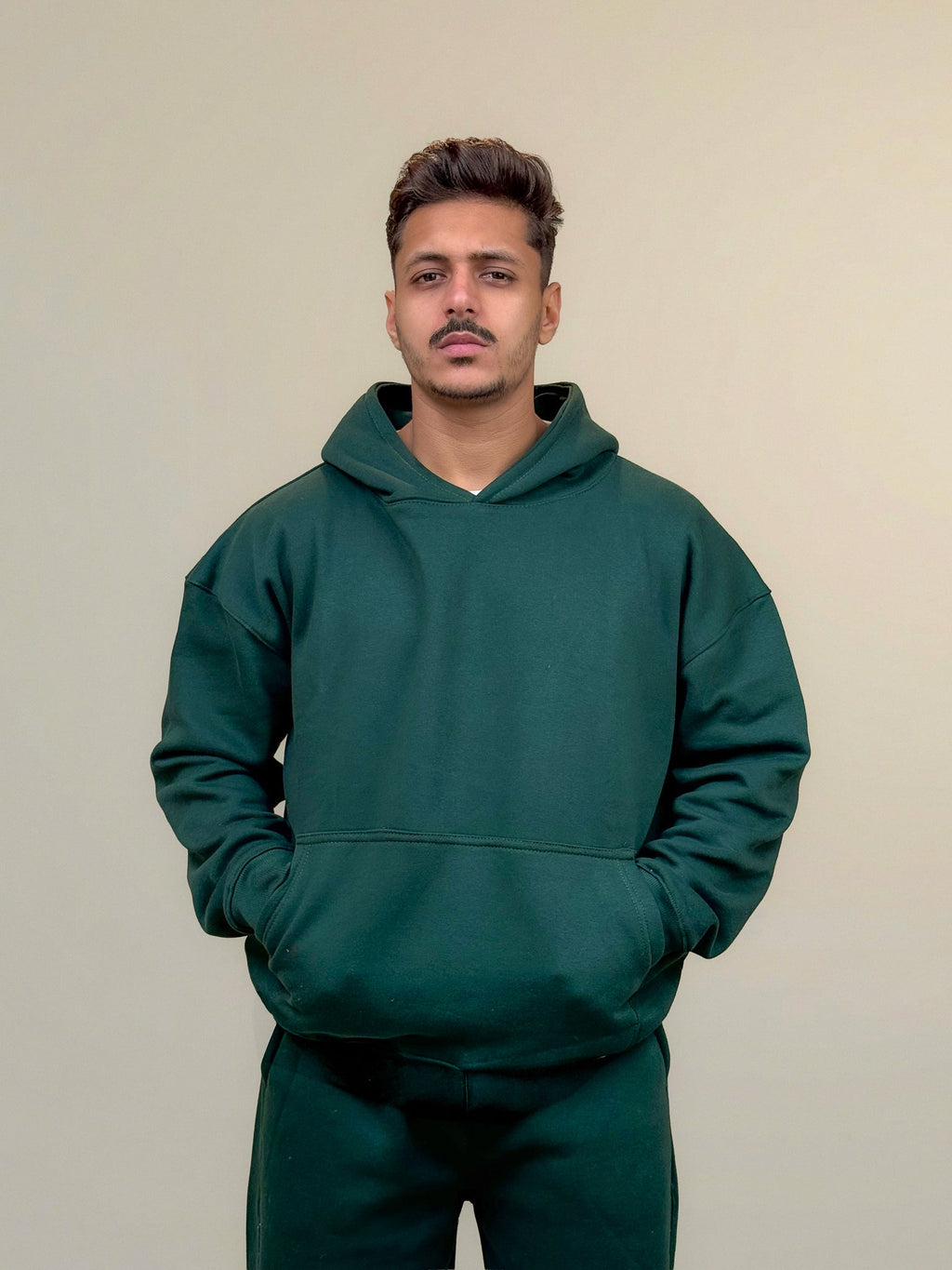Relaxed Fit Hoodie - Dark Green