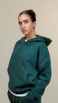 Relaxed Fit Hoodie - Dark Green