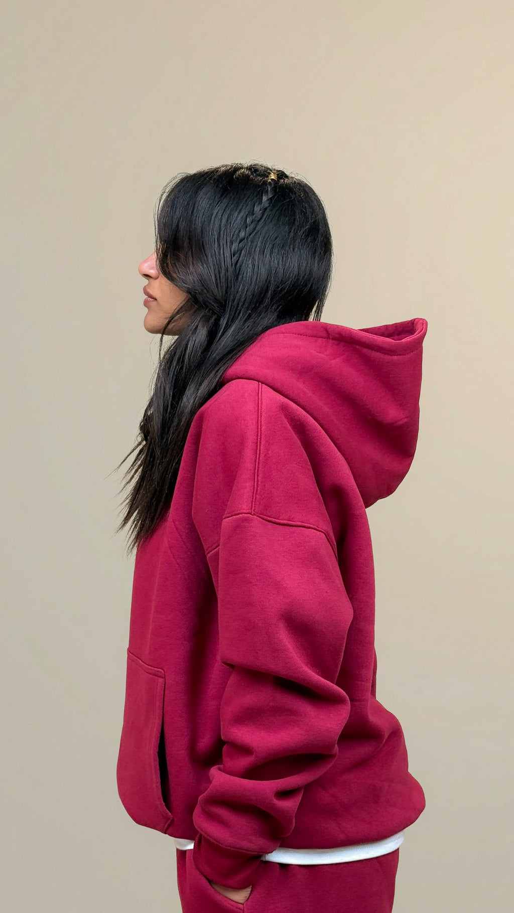 Relaxed Fit Hoodie - Burgundy