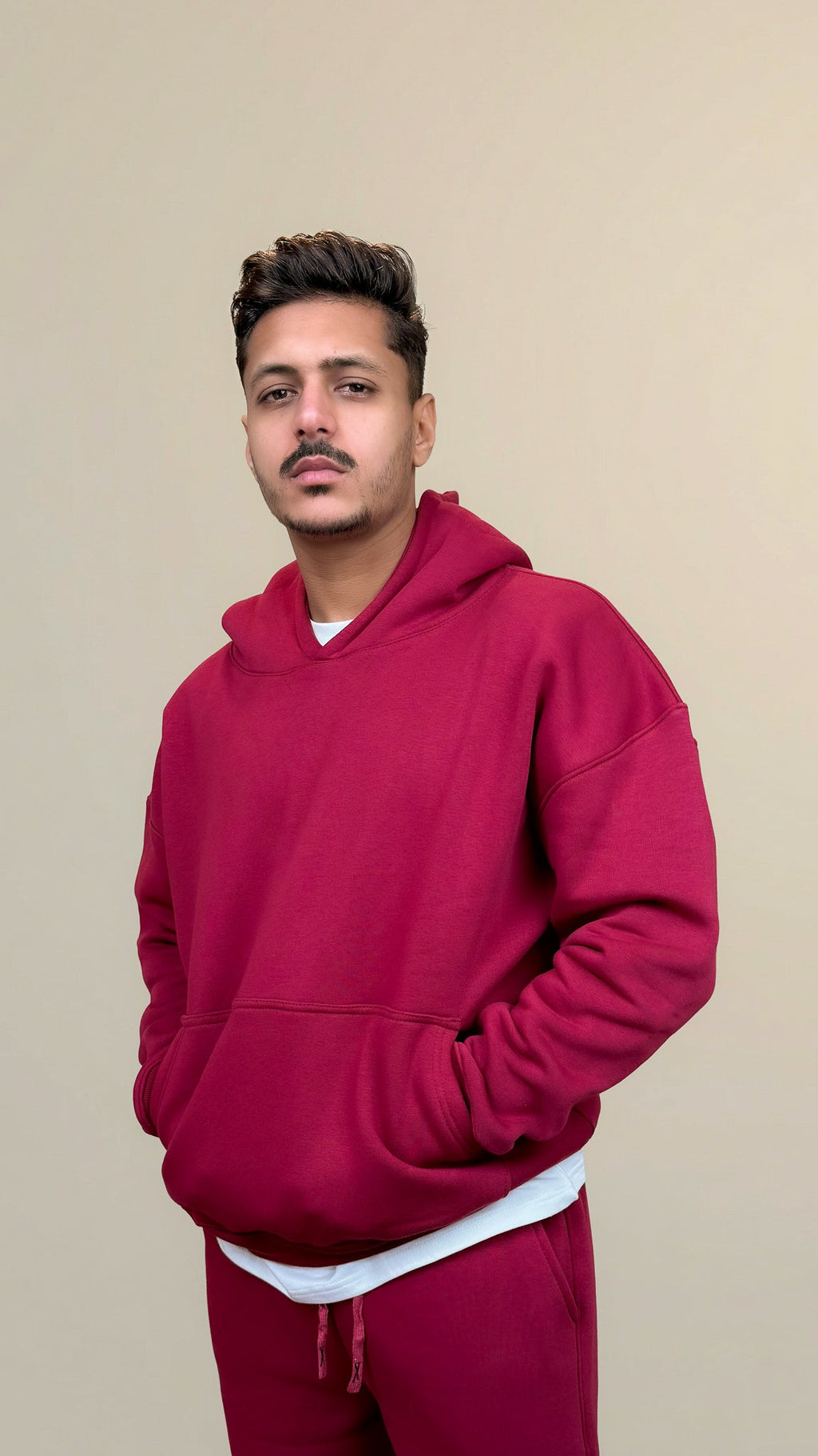 Relaxed Fit Hoodie - Burgundy