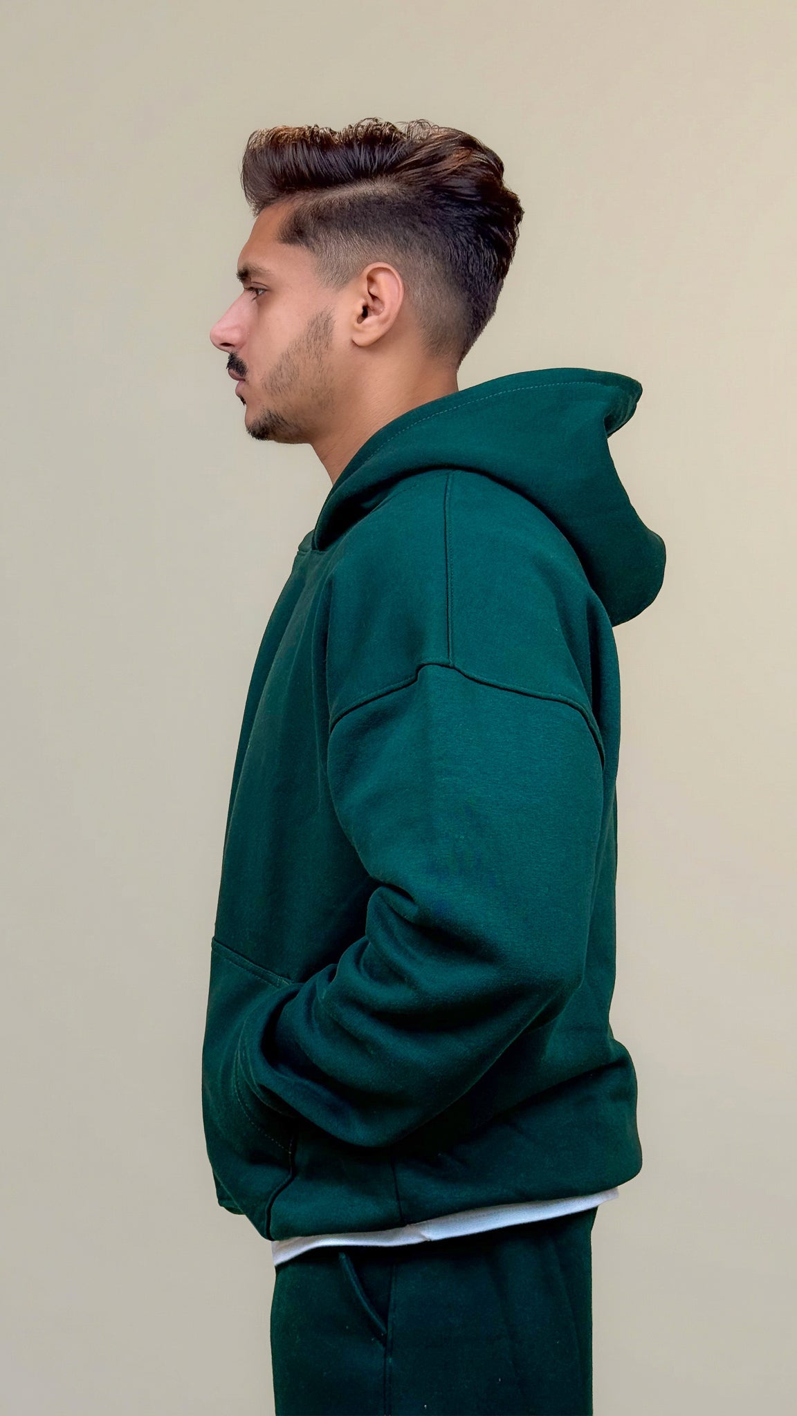 Relaxed Fit Hoodie - Dark Green